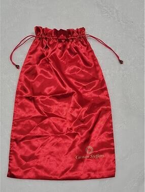Carmen Steffens Authentic Red Satin Dust Bag Drawstrings 19"×12"